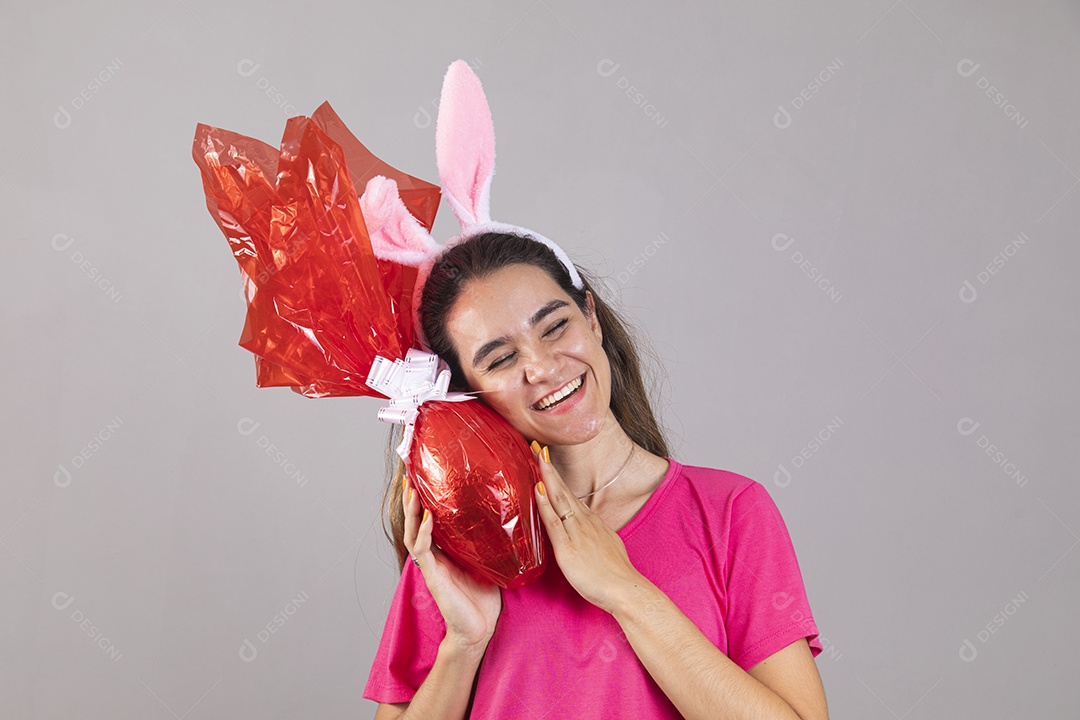 Linda menina garota usando fantasia de coelho Conceito Feliz Páscoa