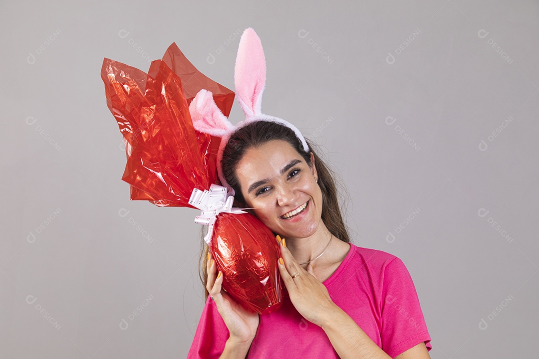 Linda menina garota usando fantasia de coelho Conceito Feliz Páscoa