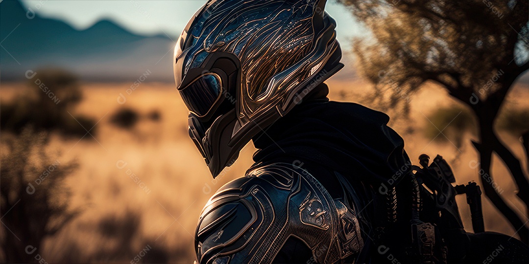 ilustração 3D de pessoa pilotando motocicleta.