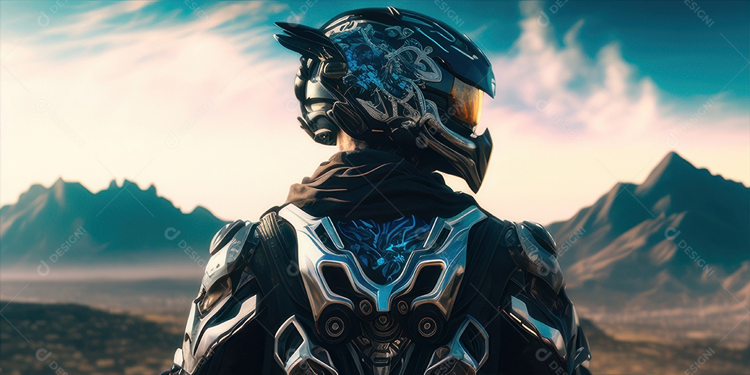 ilustração 3D de pessoa pilotando motocicleta.