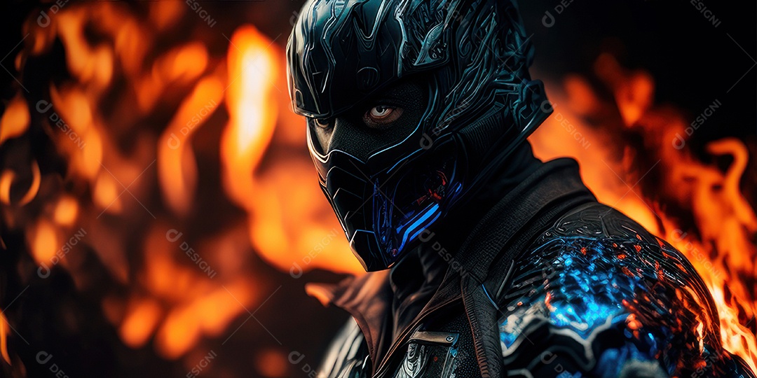 ilustração 3D de pessoa pilotando motocicleta.