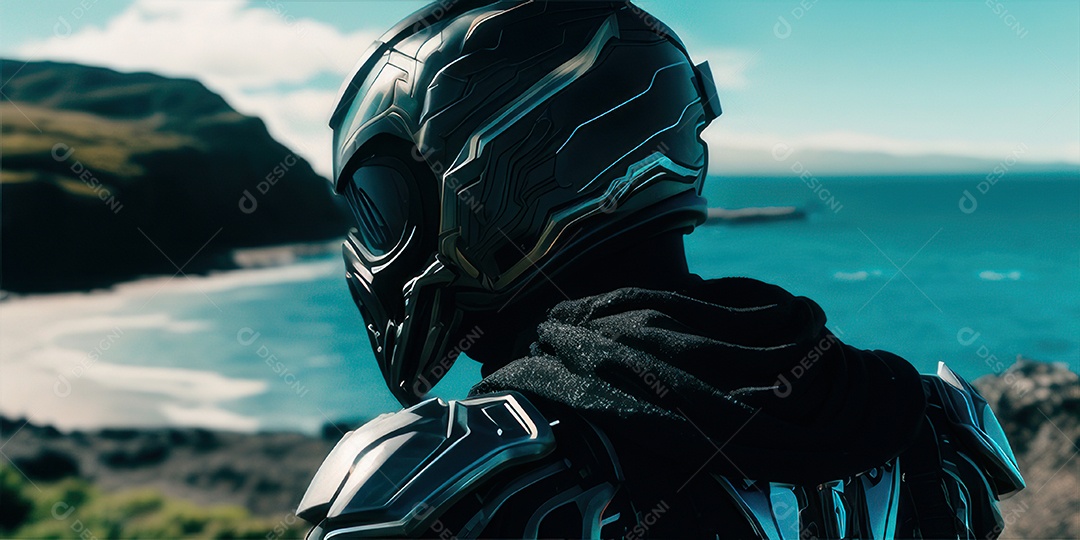 ilustração 3D de pessoa pilotando motocicleta.