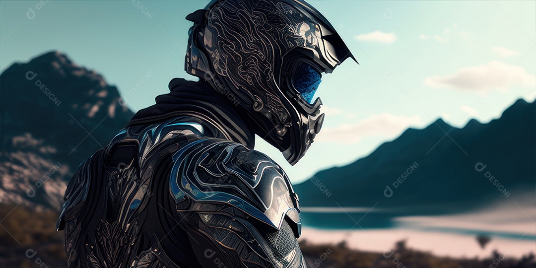 ilustração 3D de pessoa pilotando motocicleta.