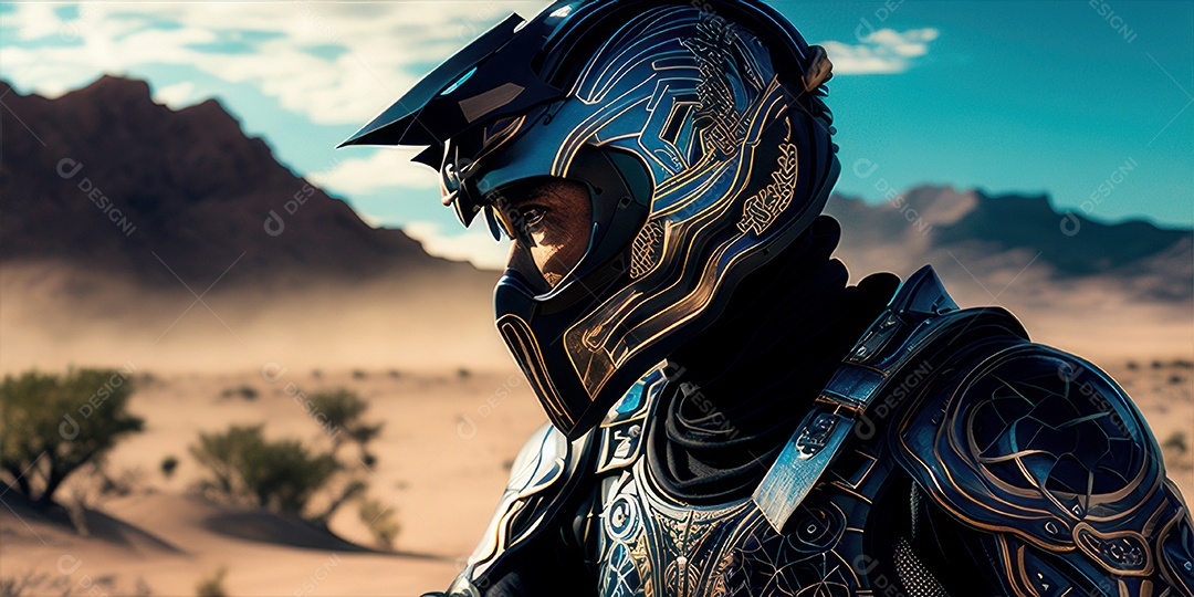 ilustração 3D de pessoa pilotando motocicleta.