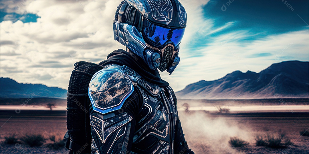 ilustração 3D de pessoa pilotando motocicleta.