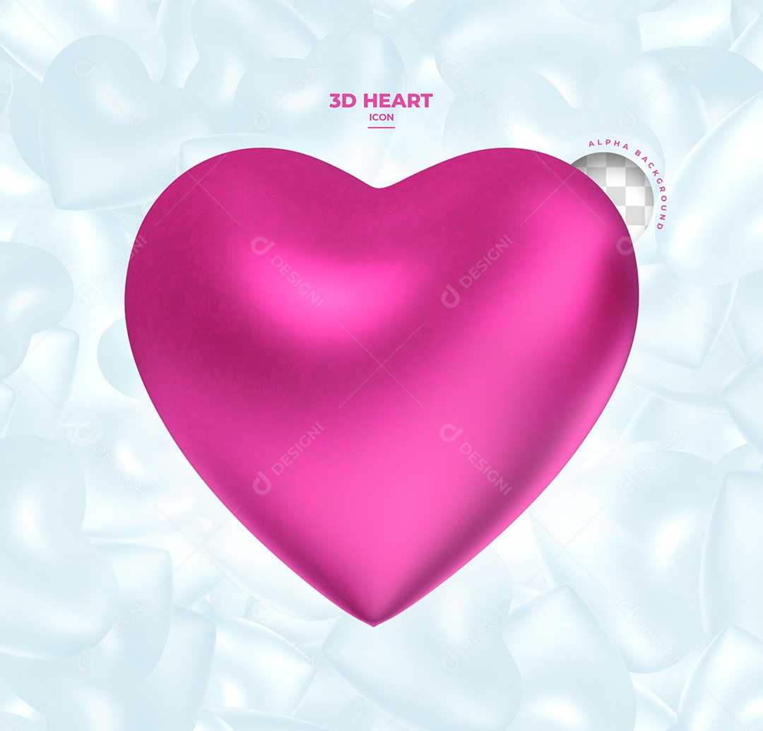 Elemento 3D Coração Rosa Para Composição PSD