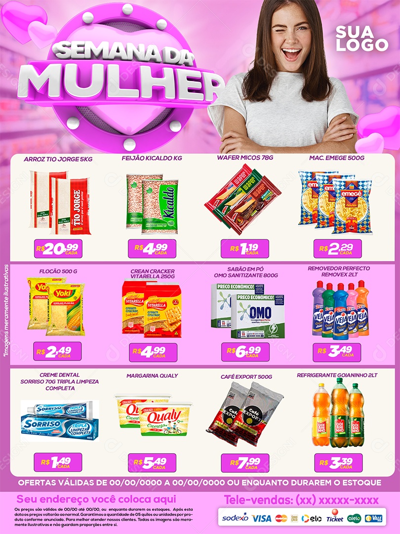 Encarte Semana Da Mulher Supermercados Social Media PSD