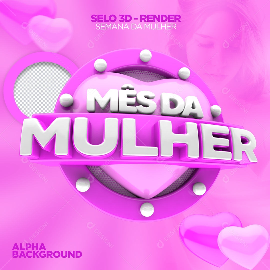 Mês Da Mulher Selo 3D Para Composição PSD