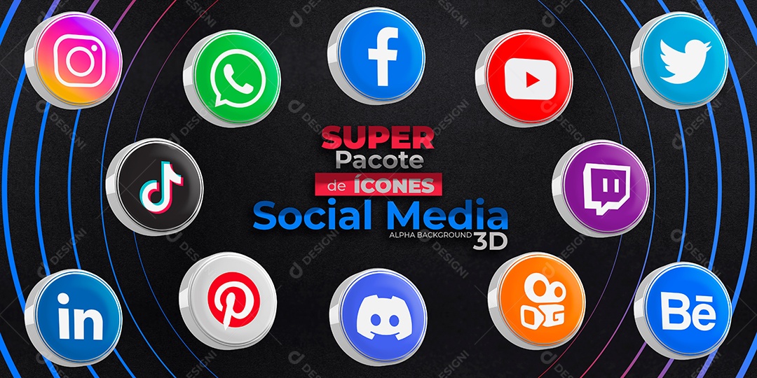 Ícones De Rede Sociais Social Media  PSD