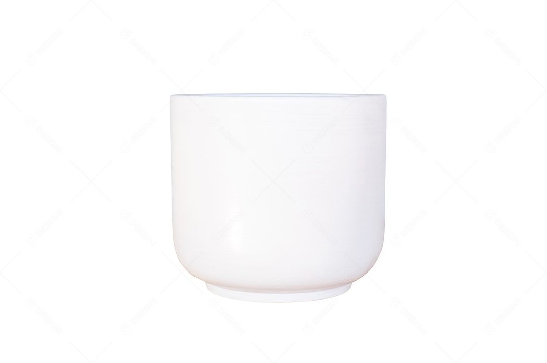 Vaso de cerâmica cinza brilhante decorado com esmalte. O vaso de planta de design com superfície lisa isolado no fundo branco com traçado de recorte inclui