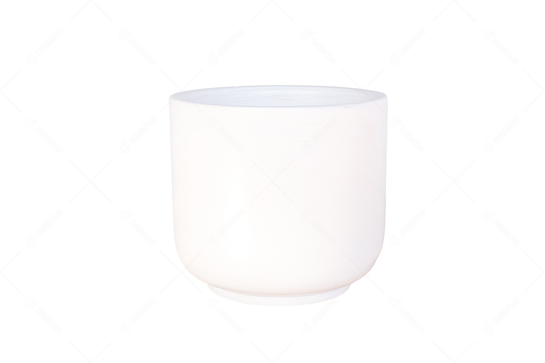Vaso de cerâmica cinza brilhante decorado com esmalte. O vaso de planta de design com superfície lisa isolado no fundo branco