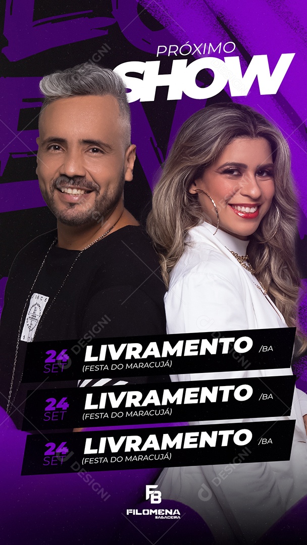 Story Próximo Show Filomena Bagaceira Flyer Social Media PSD Editável