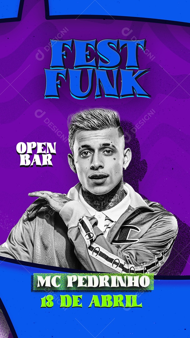 Story Fest Funk Open Bar Mc Pedrinho Flyer Social Media PSD Editável