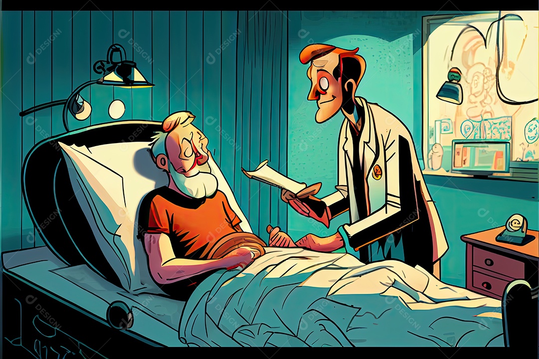 Dia Mundial da Saúde, a chave para o médico de desenho animado global de bem-estar tratando o paciente