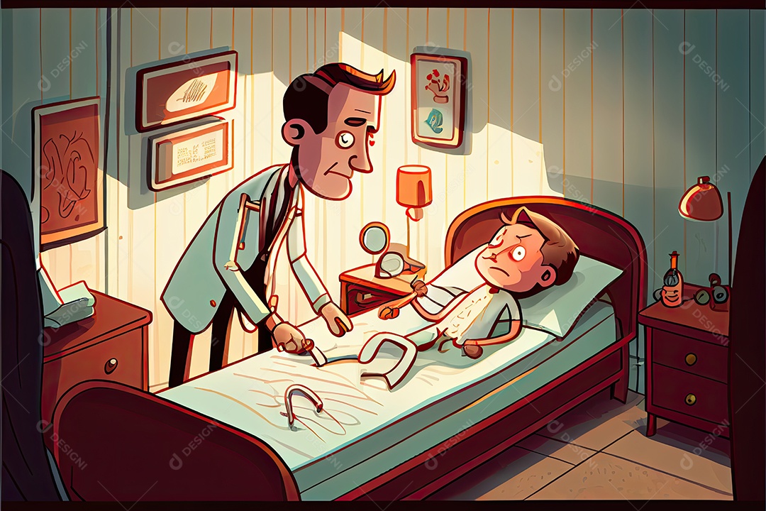 Dia Mundial da Saúde, a chave para o médico de desenho animado global de bem-estar tratando o paciente