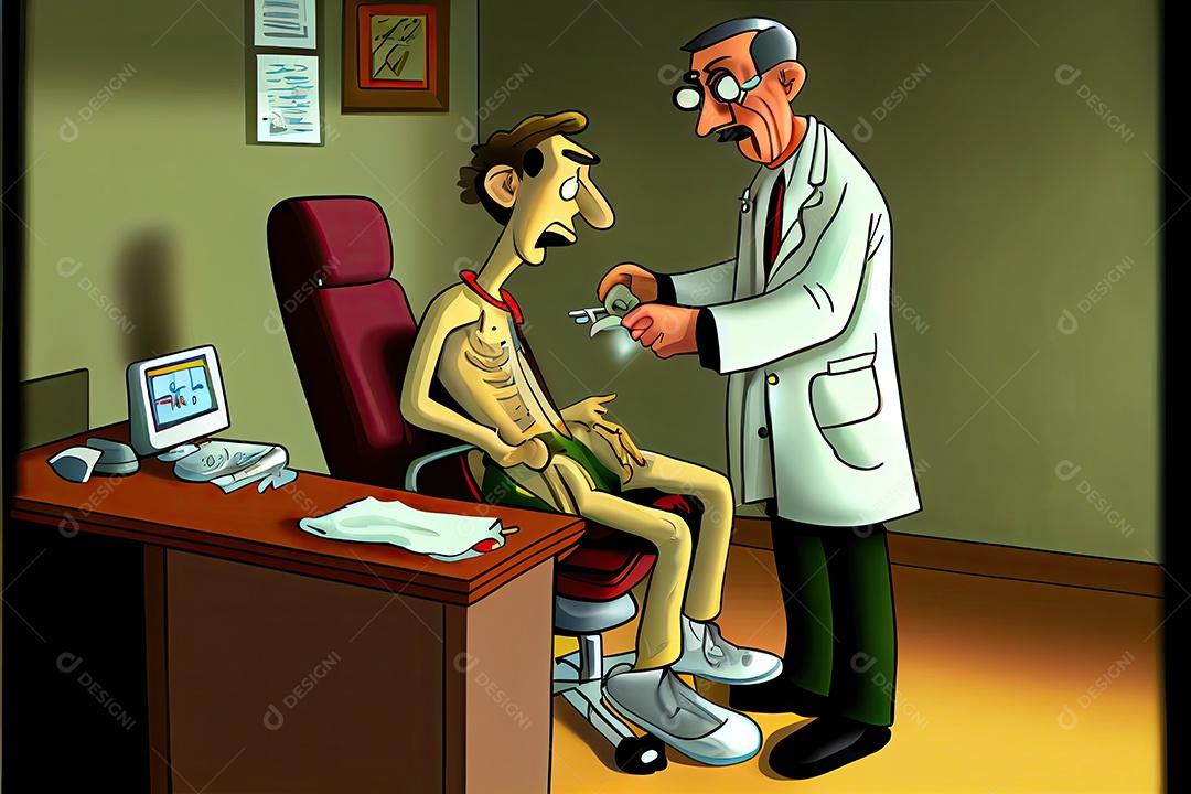 Dia Mundial da Saúde, a chave para o médico de desenho animado global de bem-estar tratando o paciente