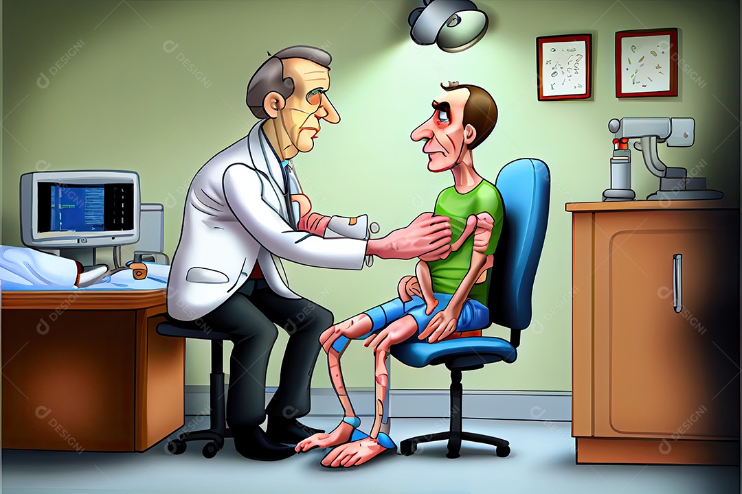 Dia Mundial da Saúde, a chave para o médico de desenho animado global de bem-estar tratando o paciente