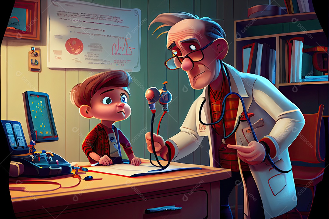 Dia Mundial da Saúde, a chave para o médico de desenho animado global de bem-estar tratando o paciente