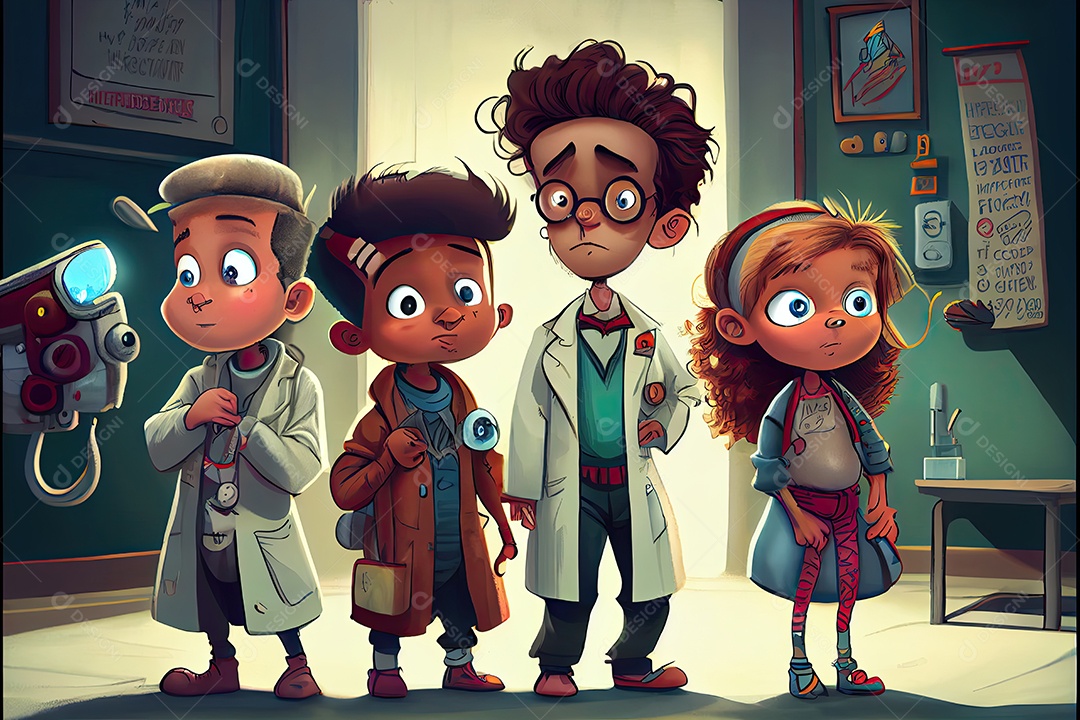 Dia Mundial da Saúde, a chave para o médico de desenho animado global de bem-estar tratando o paciente