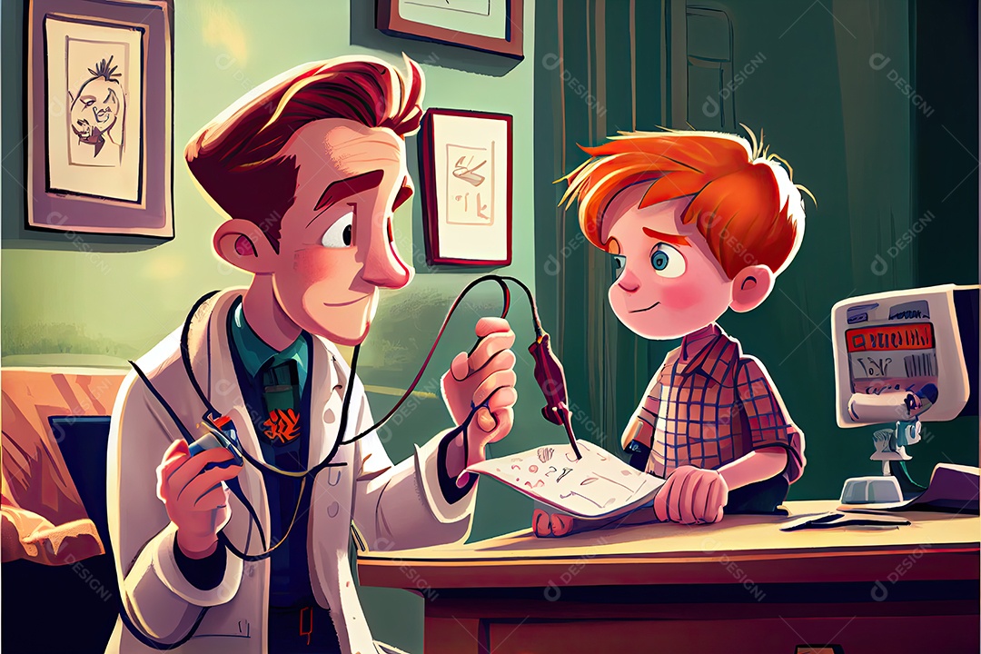 Dia Mundial da Saúde, a chave para o médico de desenho animado global de bem-estar tratando o paciente