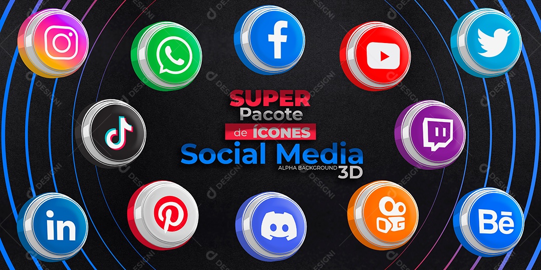 Ícones De Rede Sociais Social Media  PSD