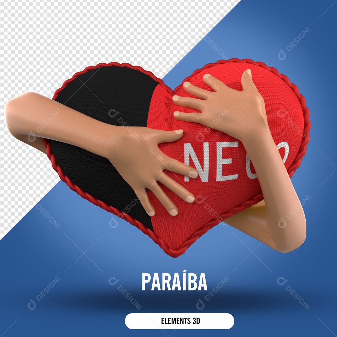 Elemento 3D Para Composição Mão Segurando Coração da Paraíba PSD
