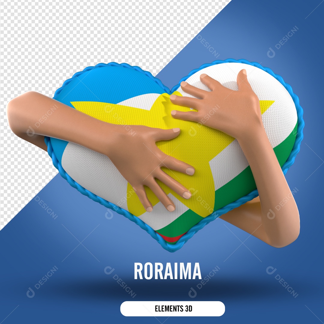 Elemento 3D Para Composição Mão Segurando Coração de Roraima PSD