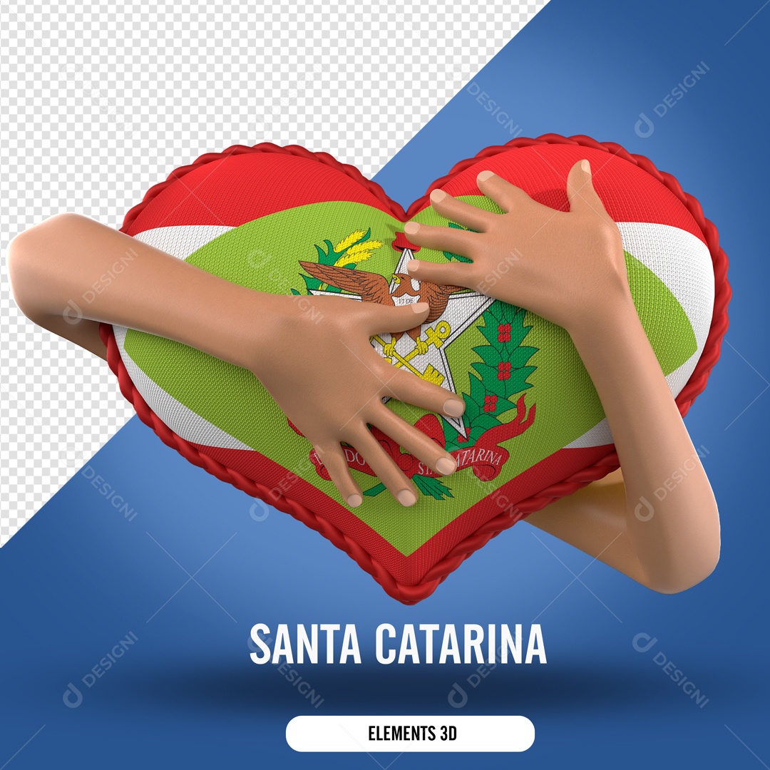 Elemento 3D Para Composição Mão Segurando Coração de Santa Catarina  PSD