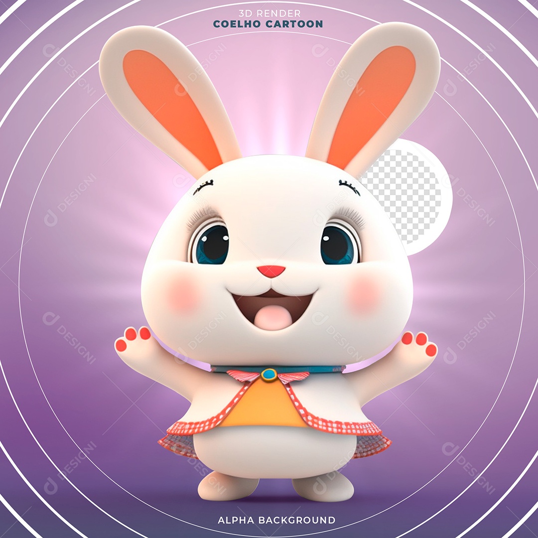 Render 3d Coelho Cartoon PSD