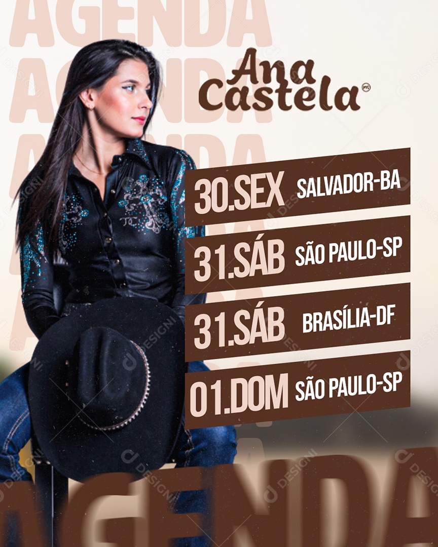Flyer Ana Castela Agenda Social Media PSD Editável