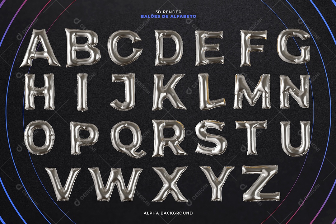 3D Balões De Alfabeto Elementos 3D PSD