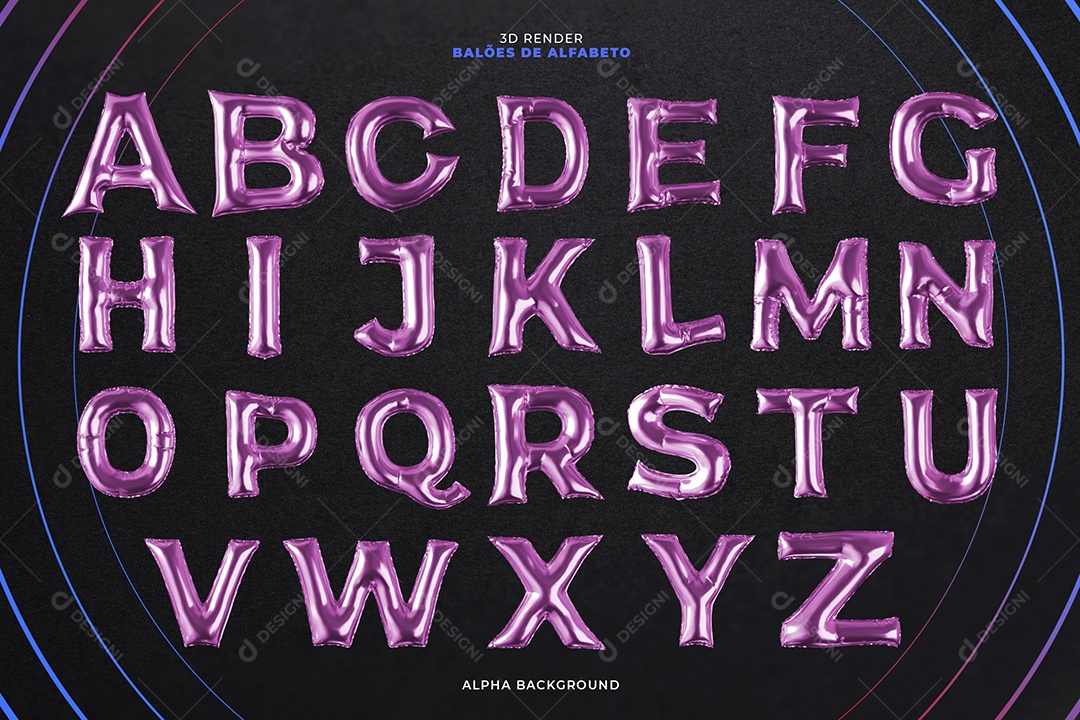 3D Balões De Alfabeto Elementos 3D PSD