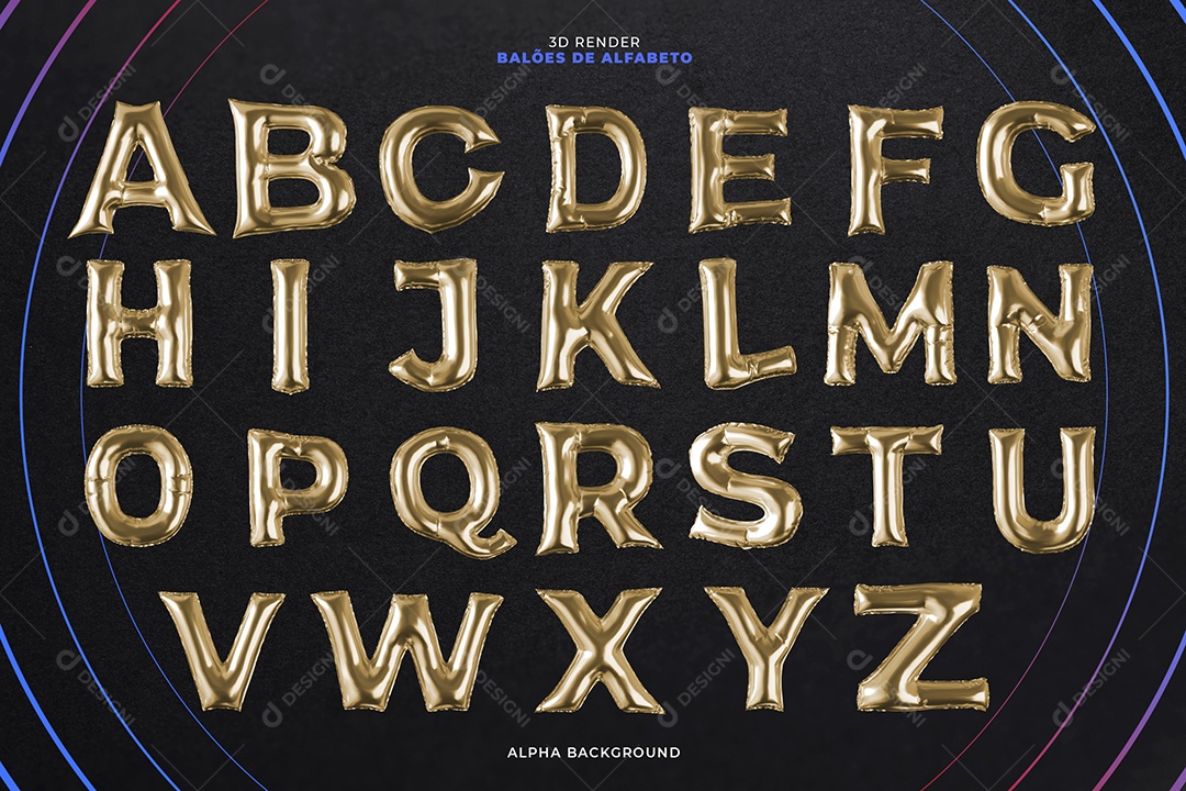 3D Balões De Alfabeto 3D Elementos PSD