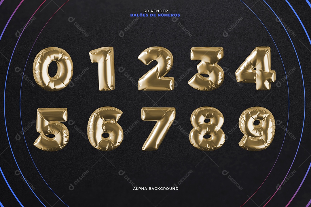 3D Balões De Números PSD Elementos 3D