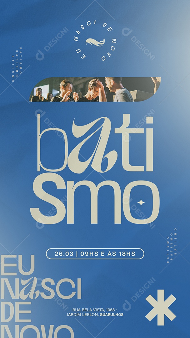 Story Batismo Eu Nasci De Novo Gospel Flyer Social Media PSD Editável