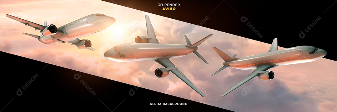 Elemento 3D Avião Para Comoposição PSD