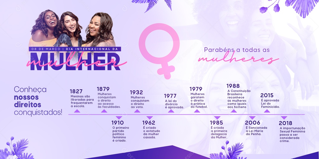 Carrossel Dia Internacional da Mulher 8 de Março Social Media PSD Editável