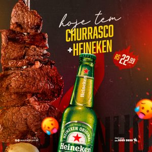 Hoje Tem Churrasco + Heineken Social Media PSD Editável