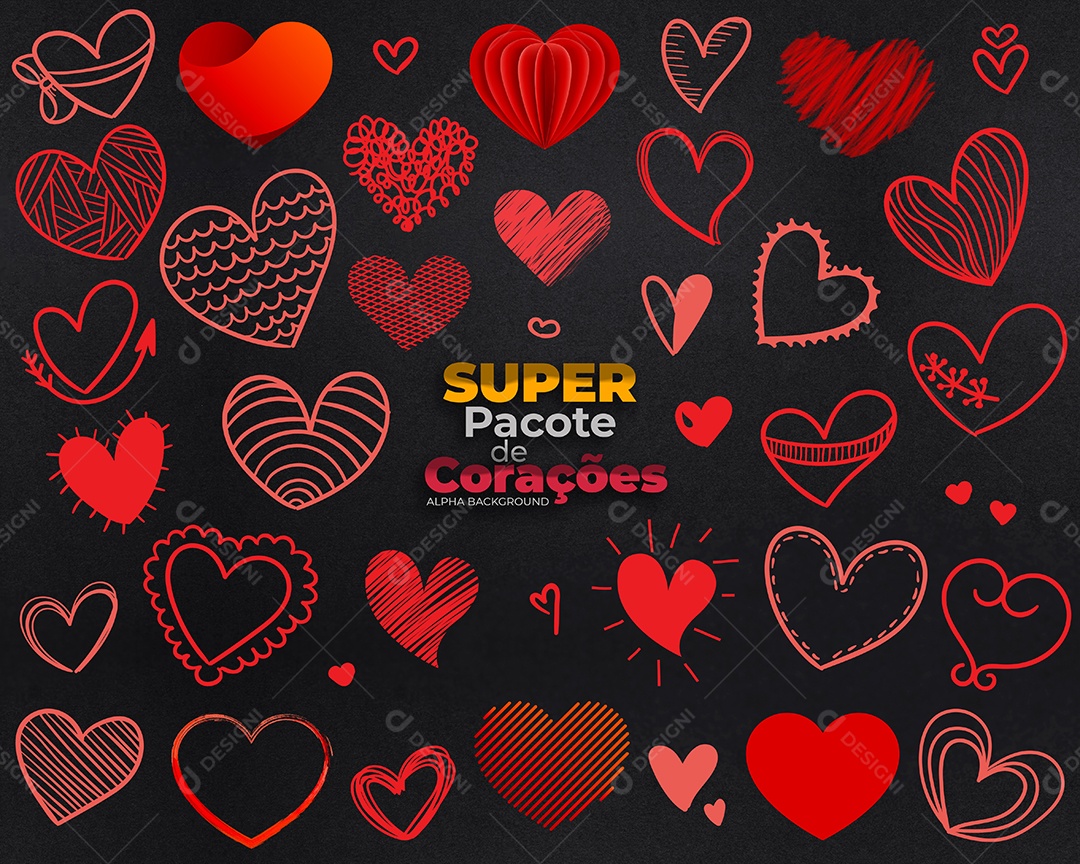 Super Pacote de Corações Elemento 3D Para Composição PSD
