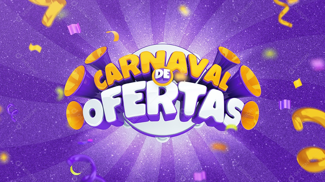 Selo 3D Para Composição Carnaval de Ofertas PSD