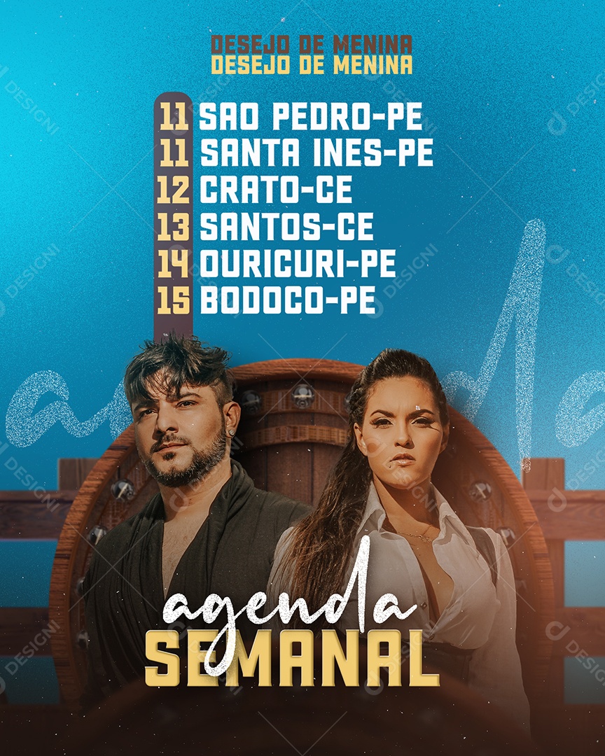 Agenda Semanal Desejo de Menina Flyer Social Media PSD Editável