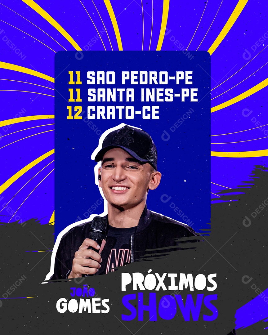 Próximos Shows João Gomes Flyer Social Media PSD Editável