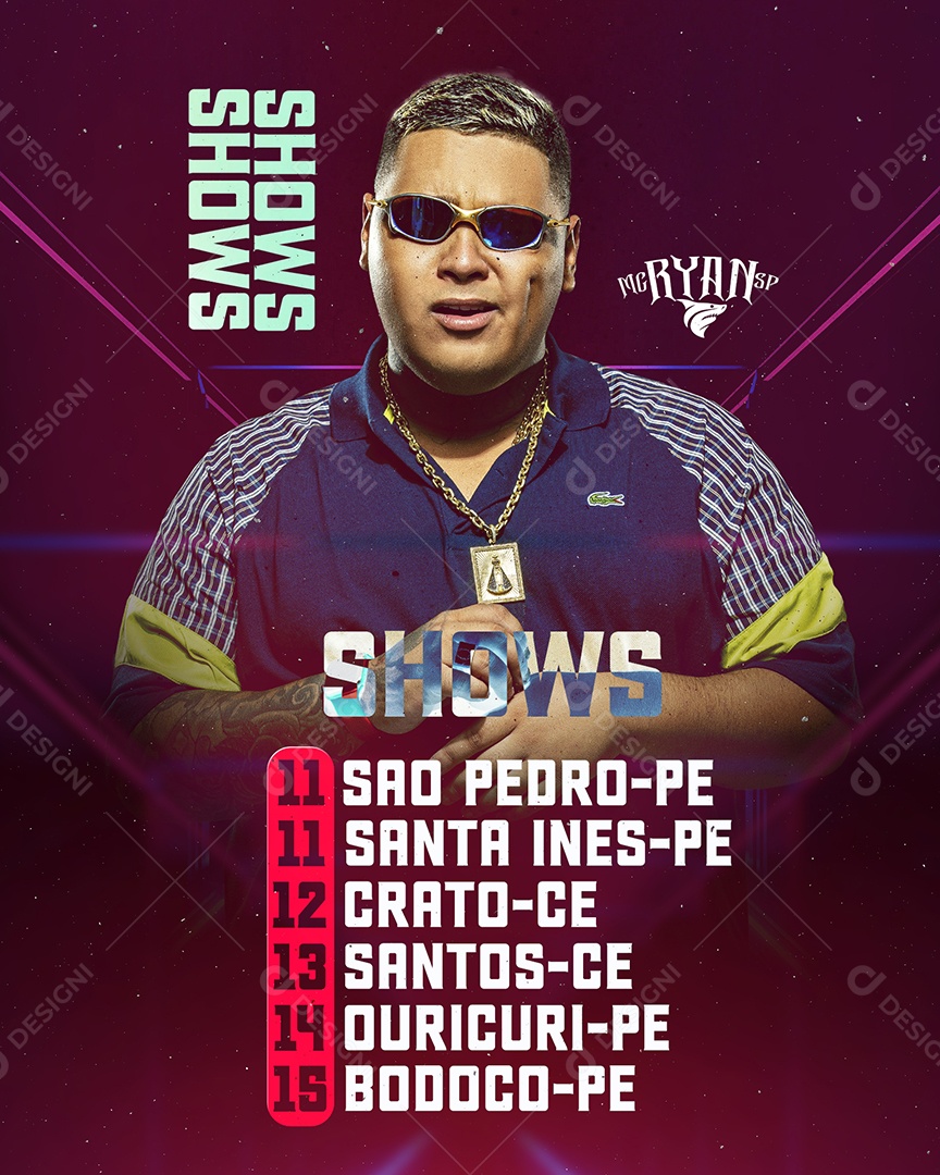 Shows Mc Ryan SP Agenda Flyer Social Media PSD Editável