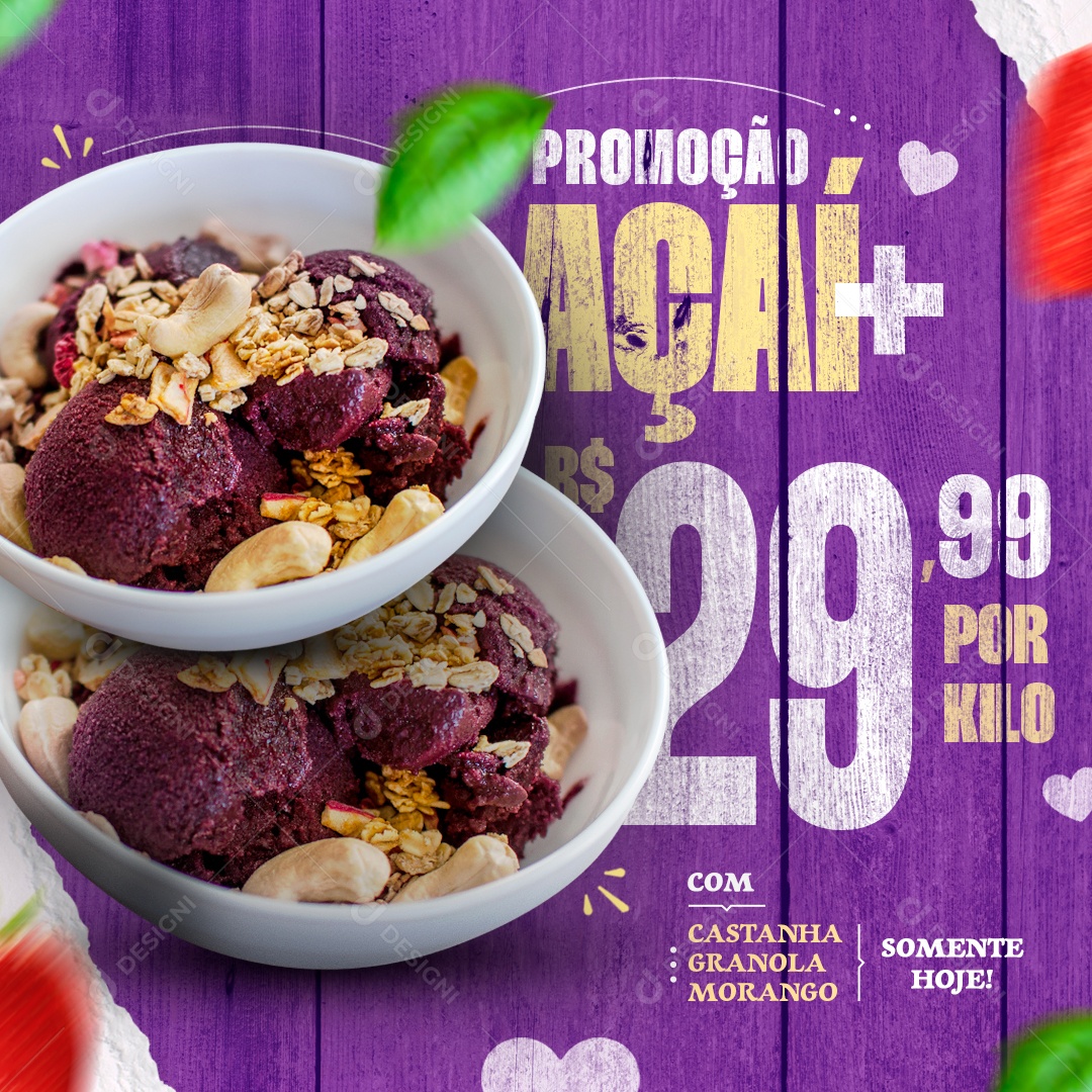 Promoção Açaí Venha Conferir Social Media PSD Editável