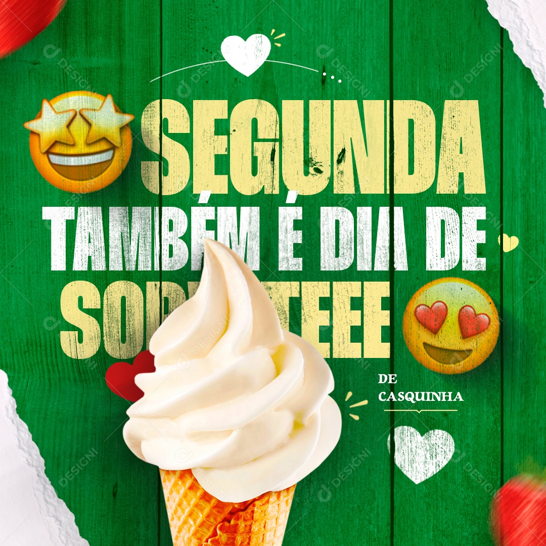 Segunda Também é Dia de Sorvete de Casquinha Social Media PSD Editável