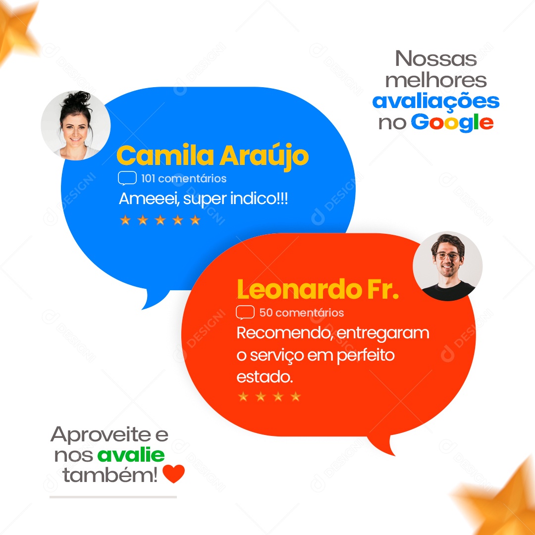 Nossas Melhores Avaliações no Google Social Media PSD Editável