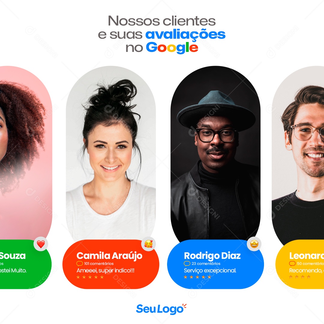 Nossos Clientes e Suas Avaliações no Google Social Media PSD Editável