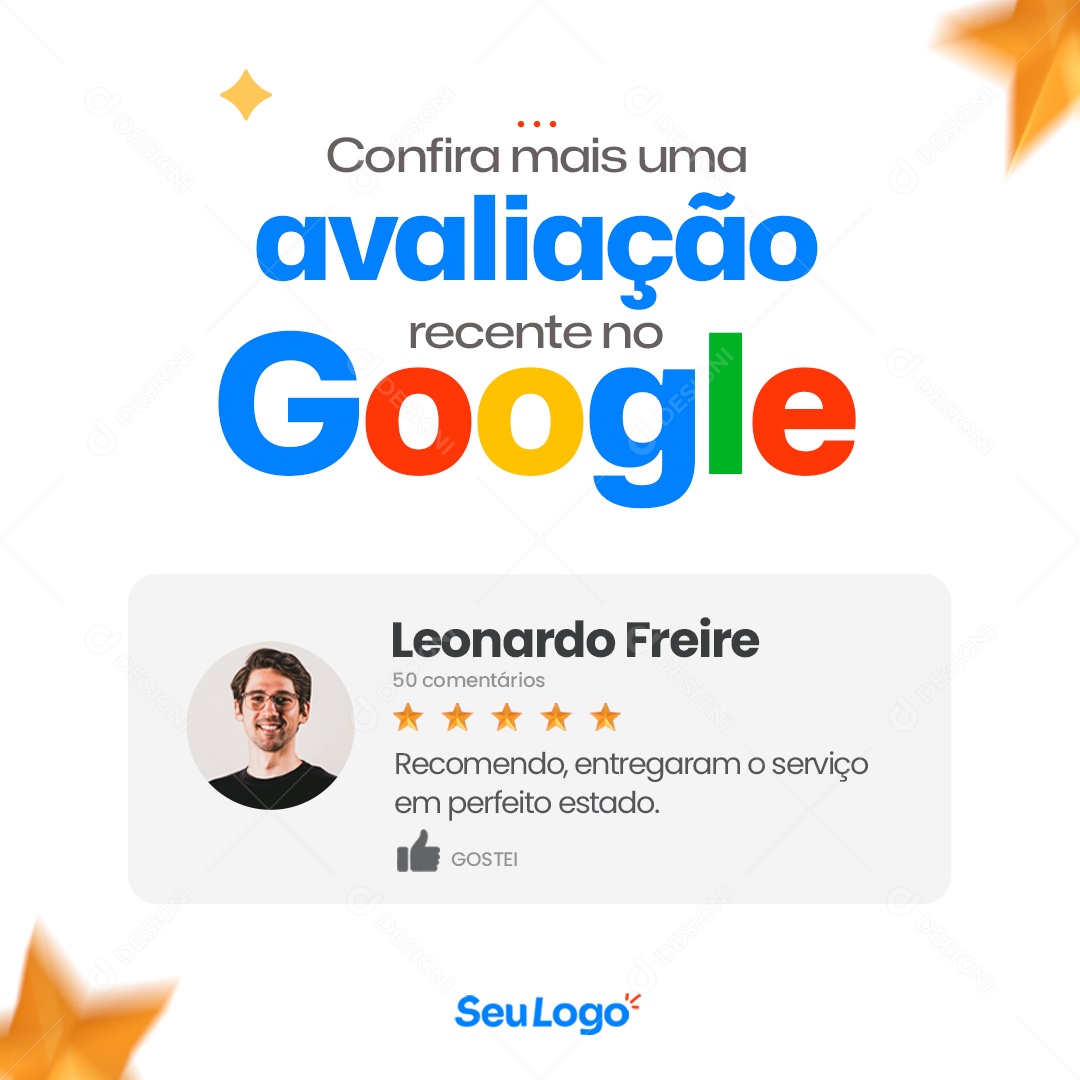 Confira Mais Uma Avaliação Recente no Google Social Media PSD Editável