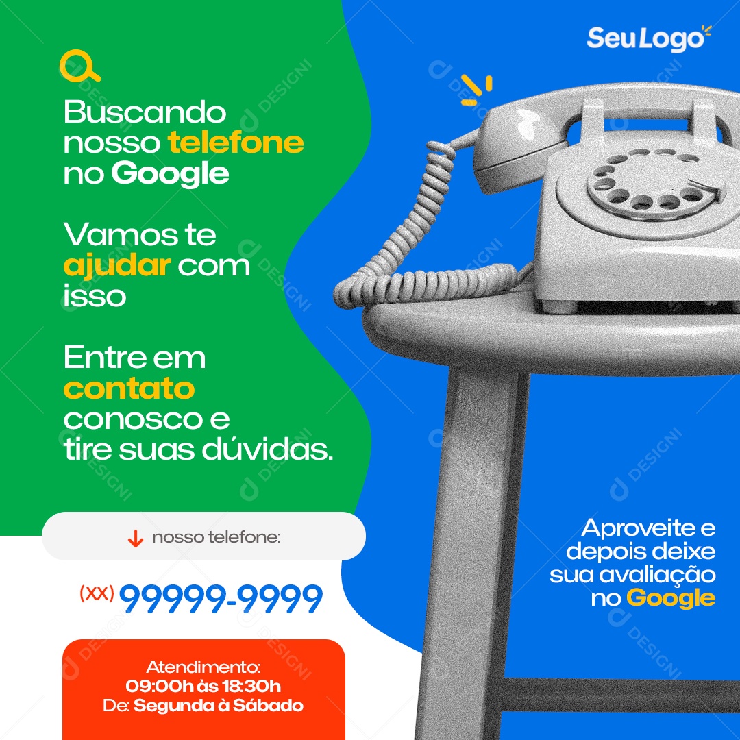 Buscando Nosso Telefone no Google Vamos te Ajudar Com Isso Social Media PSD Editável