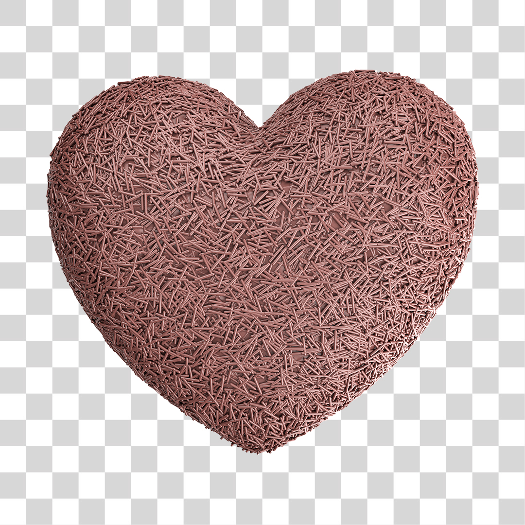 Coração de Chocolate Granulado 3D